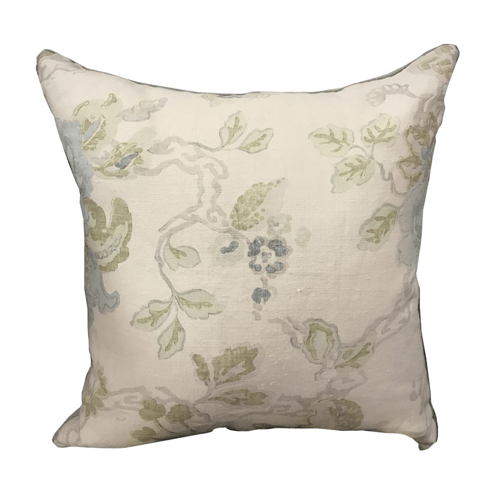 Cream and Green Floral Pillows Casabella Interiors