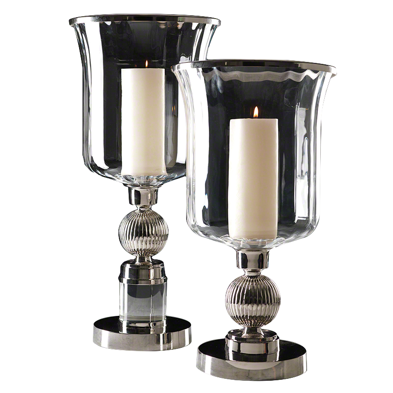 Glass Hurricane with Silver Detail Casabella Interiors